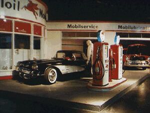 Front view of 1960 Corvette in NCM Filling Station